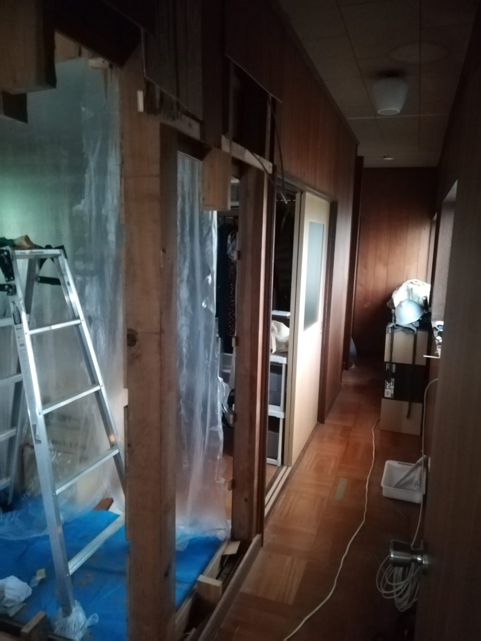 壁を壊し、間柱を大まかにとったが、この先どうするか考える。細かい作業の進め方整理して、結局マルチツールをオーダ。